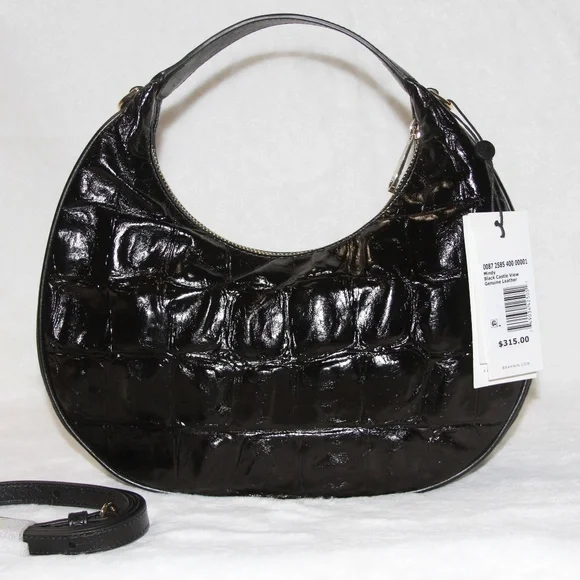 NWT BRAHMIN Mindy Crossbody Leather Purse Black Castle View